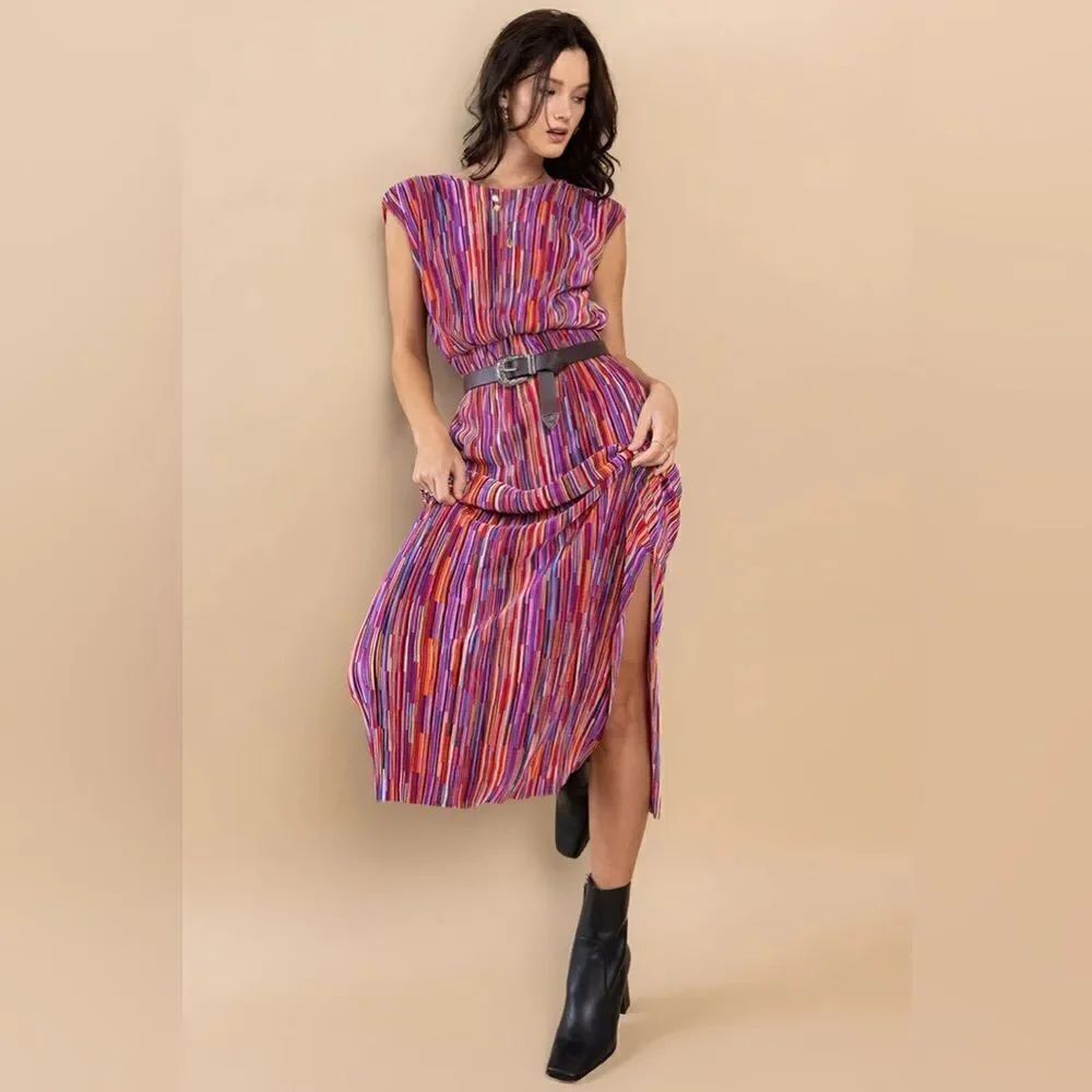 Ces Femme THE SLEEVELESS HARPER DRESS Size Large Pink Multi